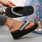 Rhinestone Wedge Slippers