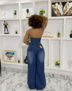 Backless Denim Jumpsuit