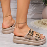 Gold Platform Wedge Sandals