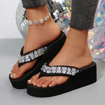Rhinestone Wedge Slippers