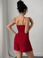 Red Bow Cutout Romper