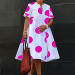 VONDA Plus Size 5XL Women Dress 2025 Summer Bohemian Polka Dot Maxi Long Dress V Neck Party Sundress Vestido Beach Robe Elegant