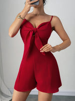 Red Bow Cutout Romper