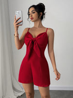 Red Bow Cutout Romper