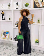 Backless Denim Jumpsuit