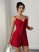 Red Bow Cutout Romper