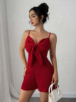 Red Bow Cutout Romper