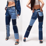 Stitching Tight Hip Pants - Taapano