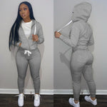 Zipper Hooded Top+Sheath Trousers - Taapano